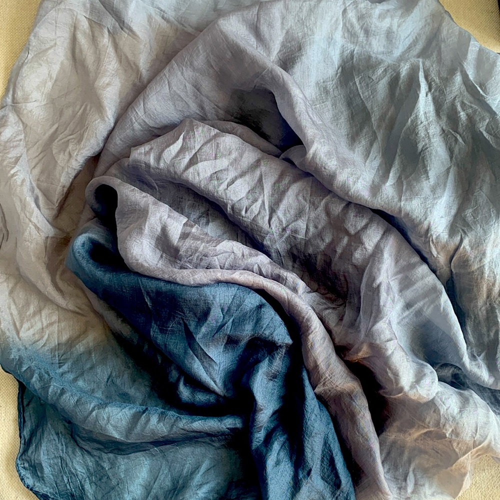 MUJI Blue ombré silk scarf